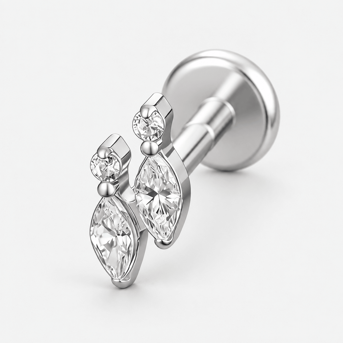 Aurora Twin Spark Labret sølvfarvet - BY CARA
