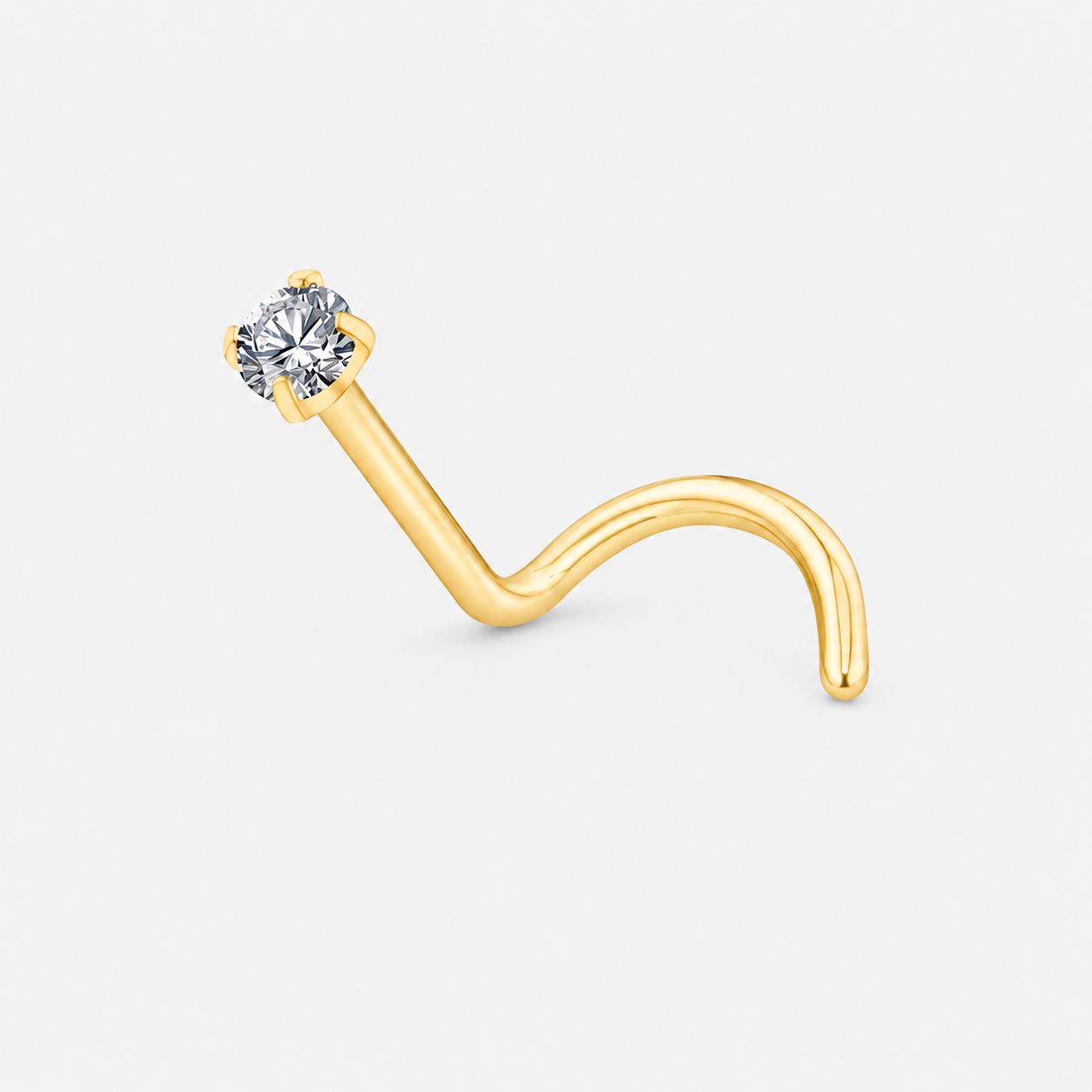 Crystal Curved næseskrue 2 mm guldfarvet