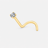 Crystal Curved næseskrue 2 mm guldfarvet