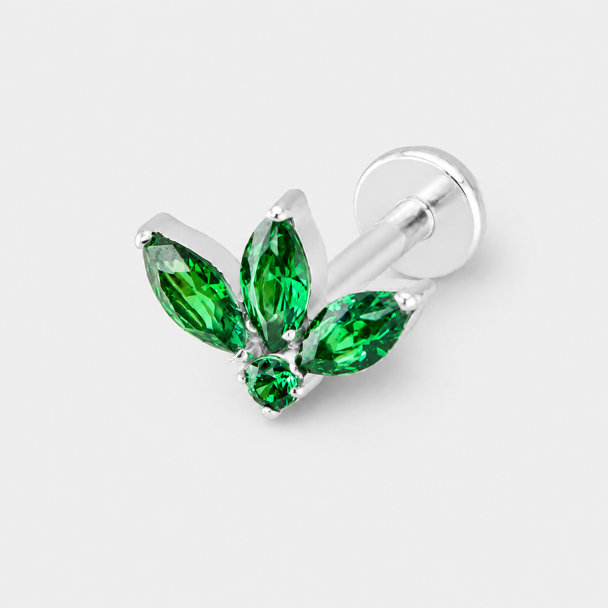 Emerald Leaf Cluster Labret sølvfarvet
