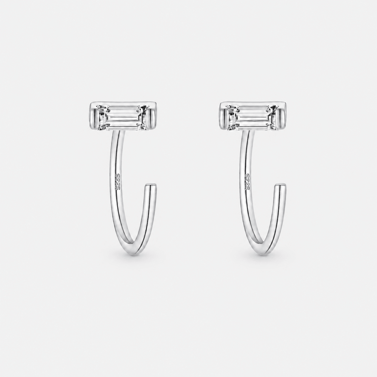 Baguette Glow Half Hoops 925 sølv 8,5 mm - BY CARA