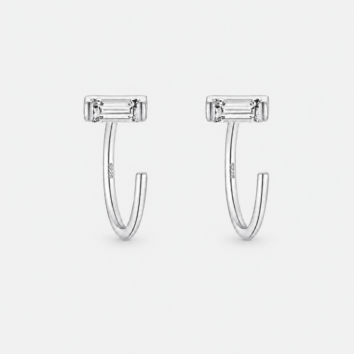 Baguette Glow halva hoops 925 silver 8,5 mm