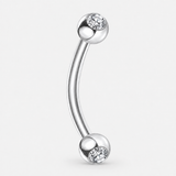 Elowen Crystal Curved Barbell stav sølvfarvet