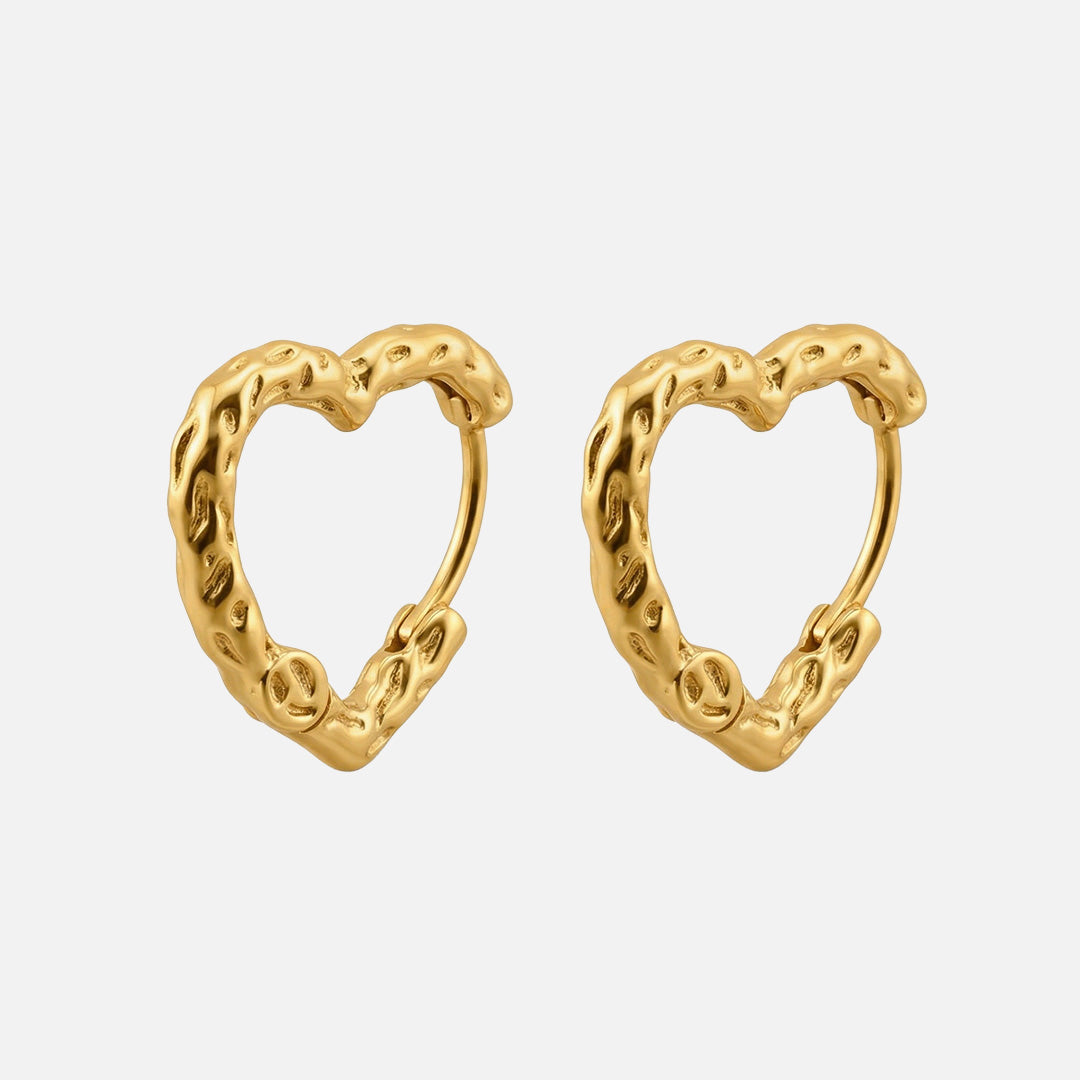 Hammered Heart Hoops 18K Guldbelagt