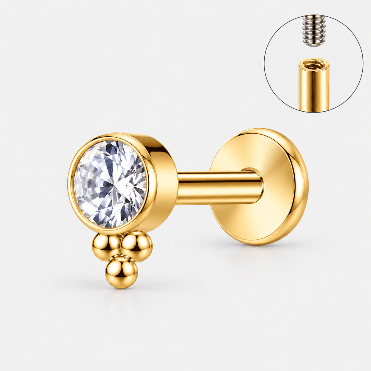Bead Drop Labret guldfarvet - BY CARA