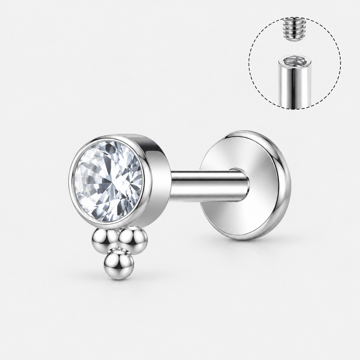 Bead Drop Labret sølvfarvet - BY CARA