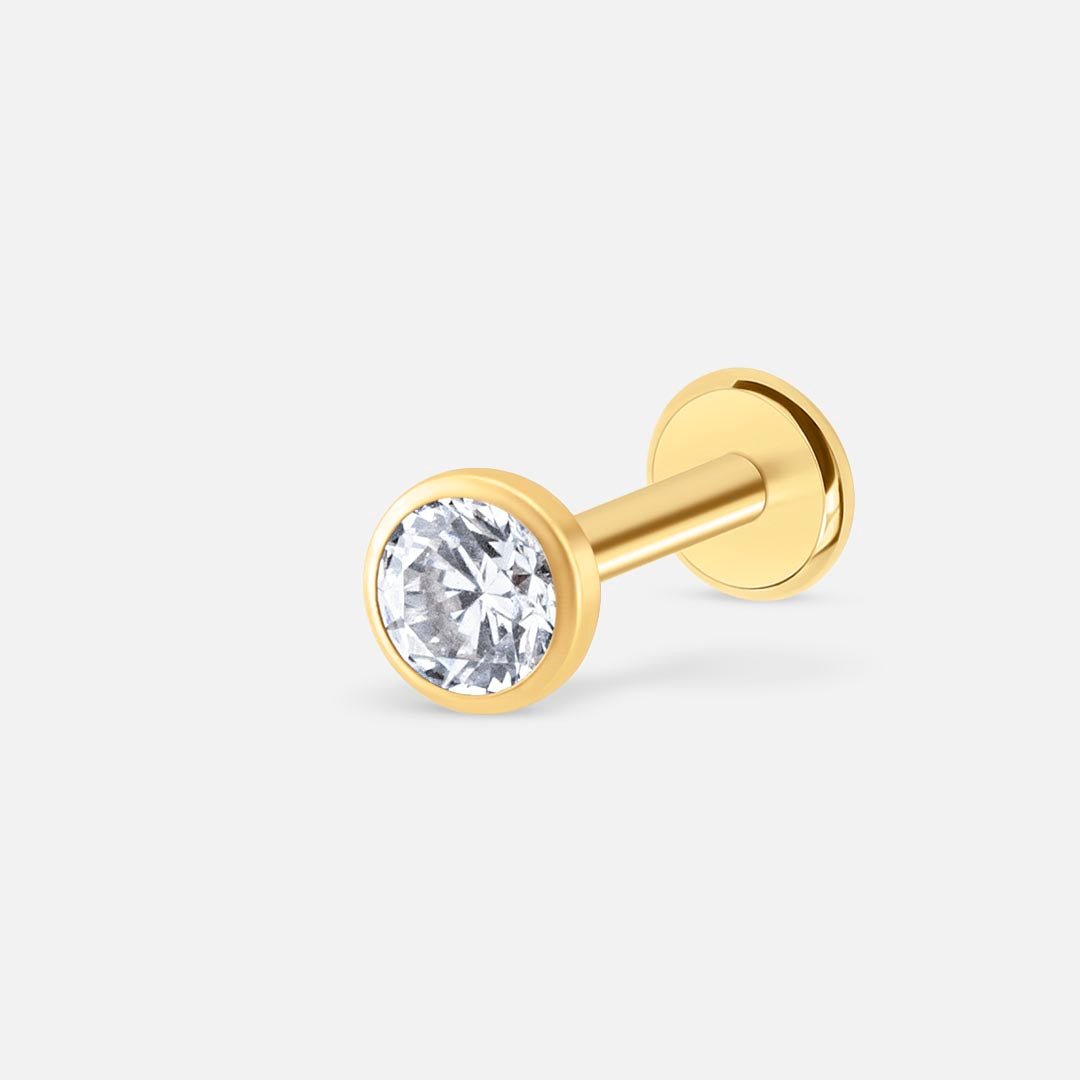 Bezel Crystal 4 mm Labret guldfarvet - BY CARA