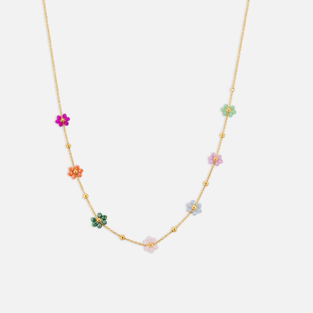 Bloom Multicolor Halskæde 18K Guldbelagt - BY CARA