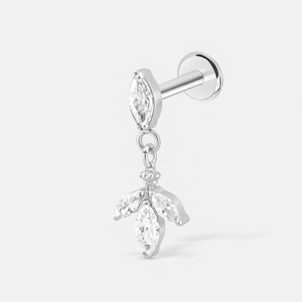 Blossom Drop Push - In Labret sølvfarvet - BY CARA