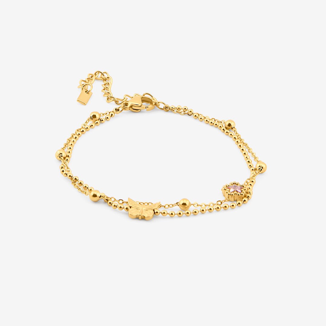 Butterfly Charm Armbånd 18K Guldbelagt - BY CARA