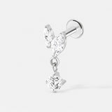 Double Marquise Drop Labret sølvfarvet
