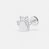 Paw Crystal Push-In Labret zilverkleurig