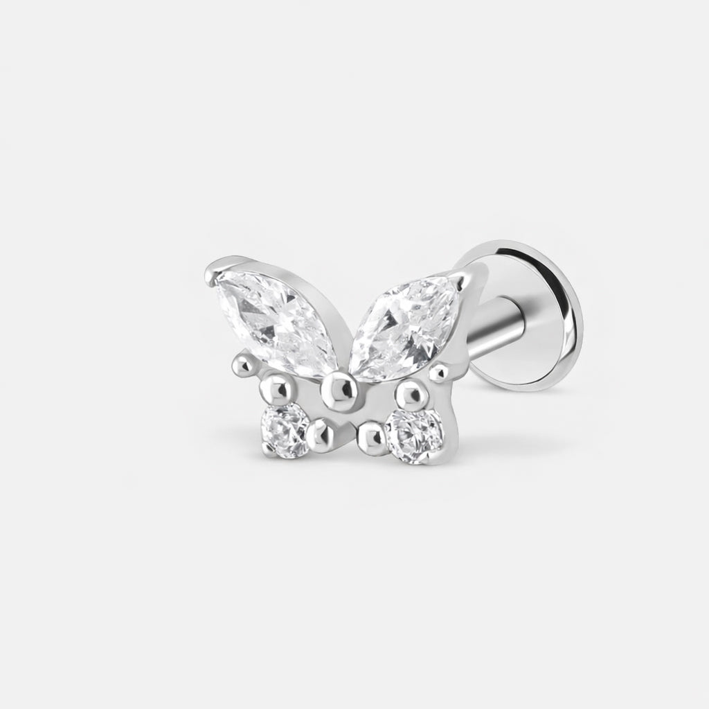 Butterfly Crystal Labret sølvfarvet