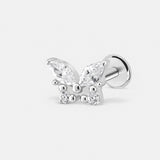 Butterfly Crystal Labret sølvfarvet