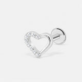 Pavé Heart Labret sølvfarvet