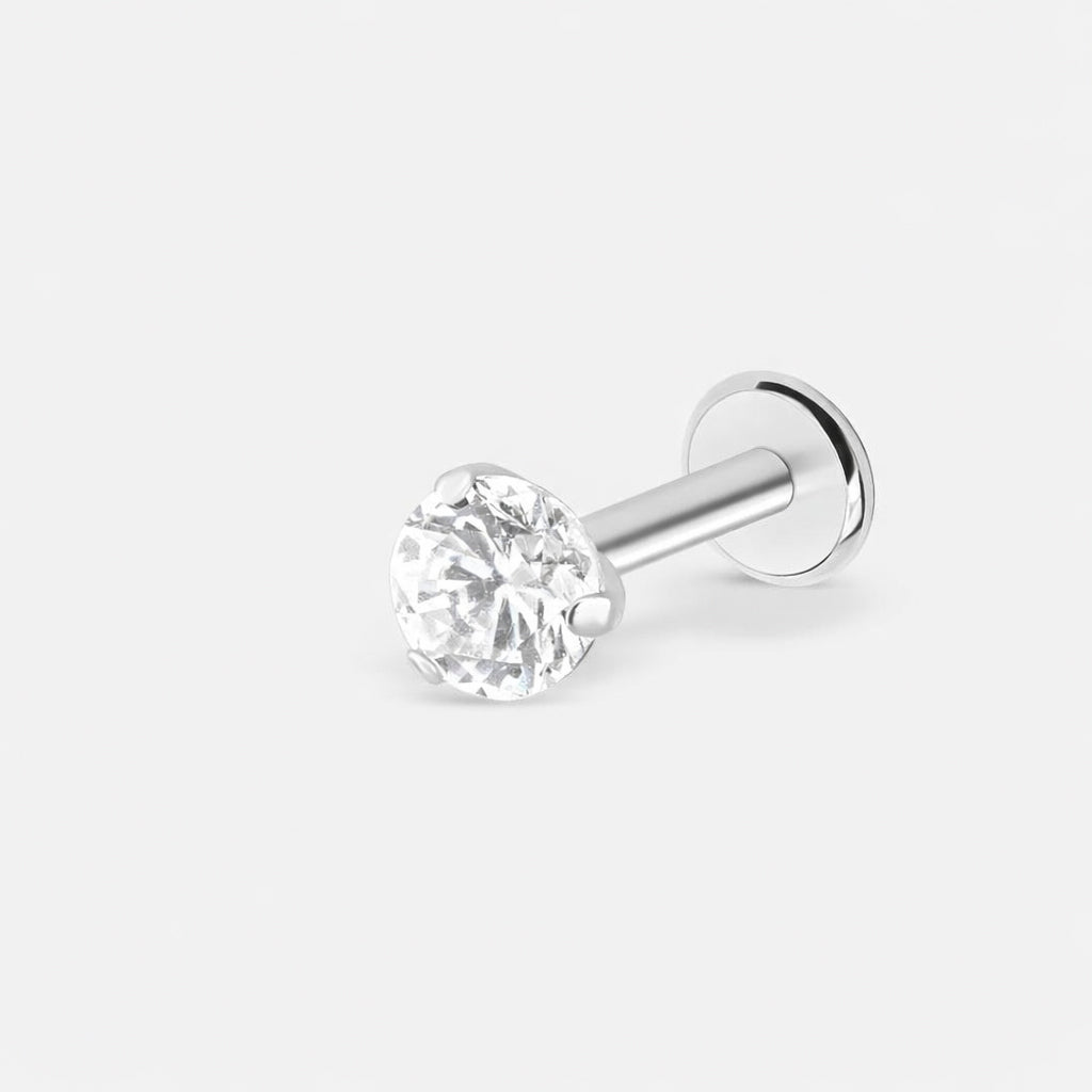 Classic Crystal Labret 4 mm sølvfarvet