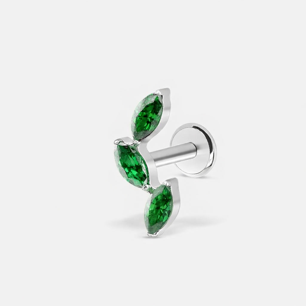 Emerald Trio Leaf Labret sølvfarvet