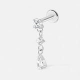 Crystal Drop Chain Labret sølvfarvet