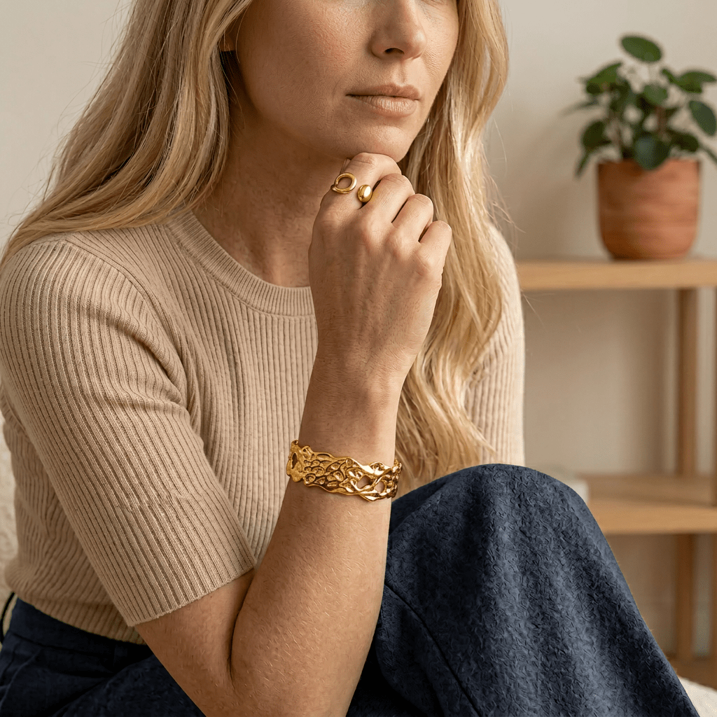 Calista Texture Cuff 18K Guldbelagt - BY CARA