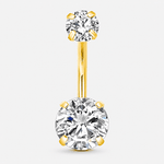 Celeste Duo CZ 5/8 mm Navlepiercing guldfarvet - BY CARA