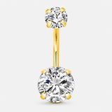 Celeste Duo CZ 5/8 mm Navlepiercing guldfarvet