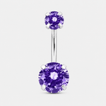 Celeste Duo Purple CZ 5/8 mm Navlepiercing sølvfarvet - BY CARA