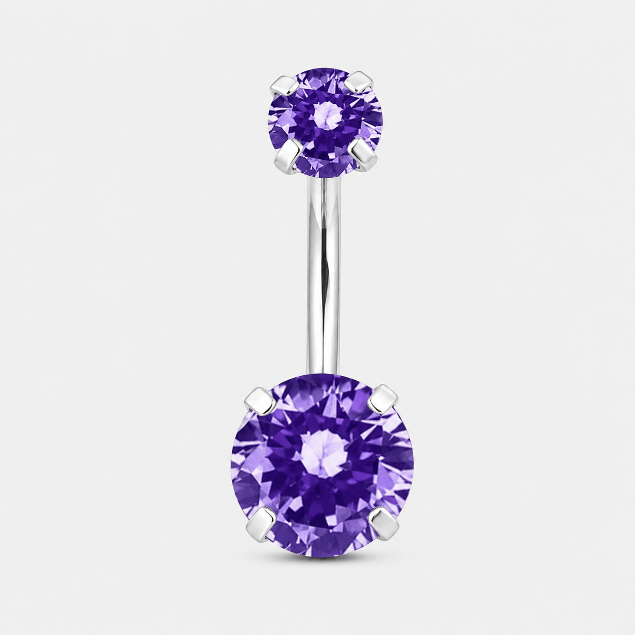 Celeste Duo Purple CZ 5/8 mm Navlepiercing sølvfarvet - BY CARA