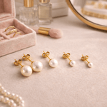 Celeste Pearl Studs 4 mm 18K Guldbelagt - BY CARA