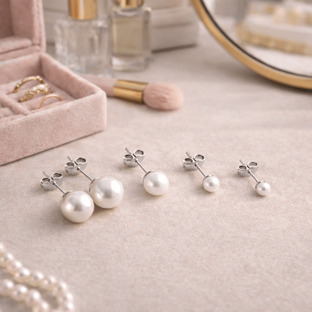 Celeste Pearl Studs 4 mm Sølvfarvet - BY CARA