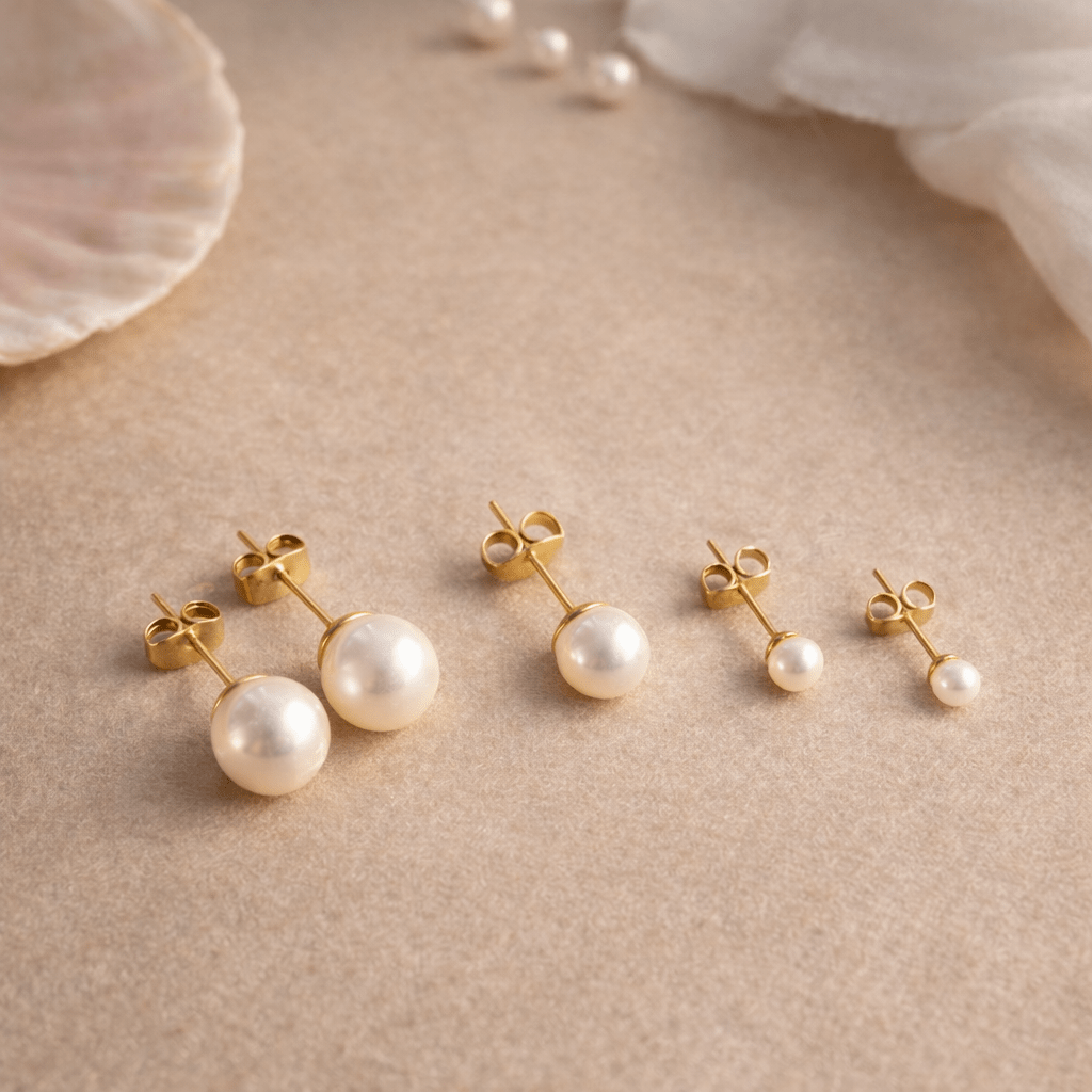 Celeste Pearl Studs 8 mm 18K Guldbelagt - BY CARA