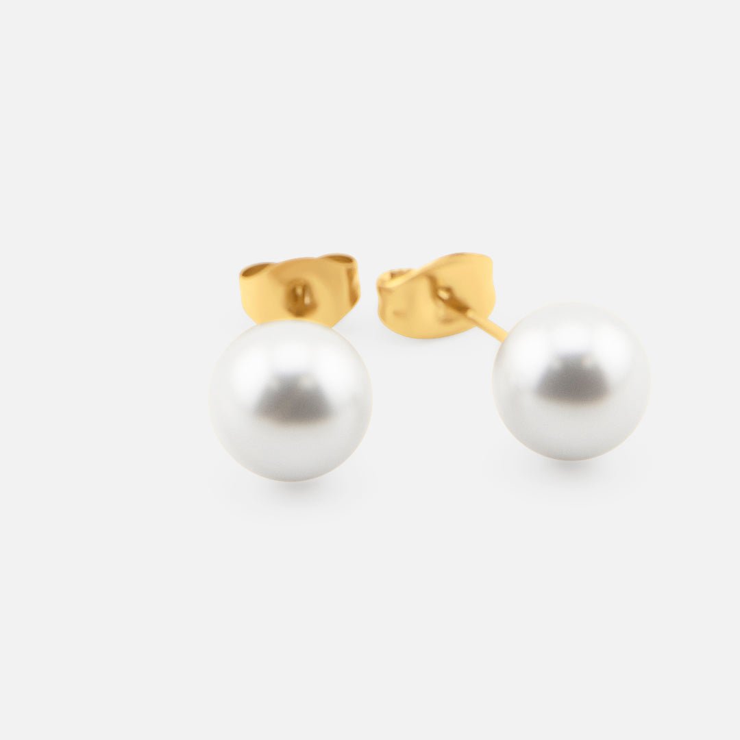 Celeste Pearl Studs 8 mm 18K Guldbelagt - BY CARA