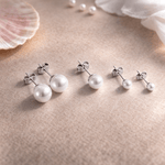 Celeste Pearl Studs 8 mm Sølvfarvet - BY CARA