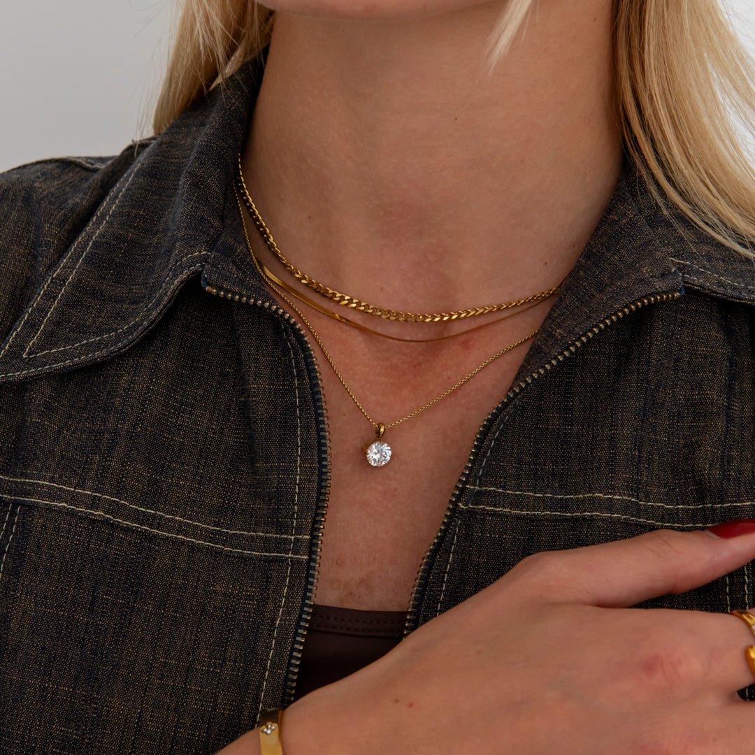 Céleste Round Halskæde 18K Guldbelagt - BY CARA