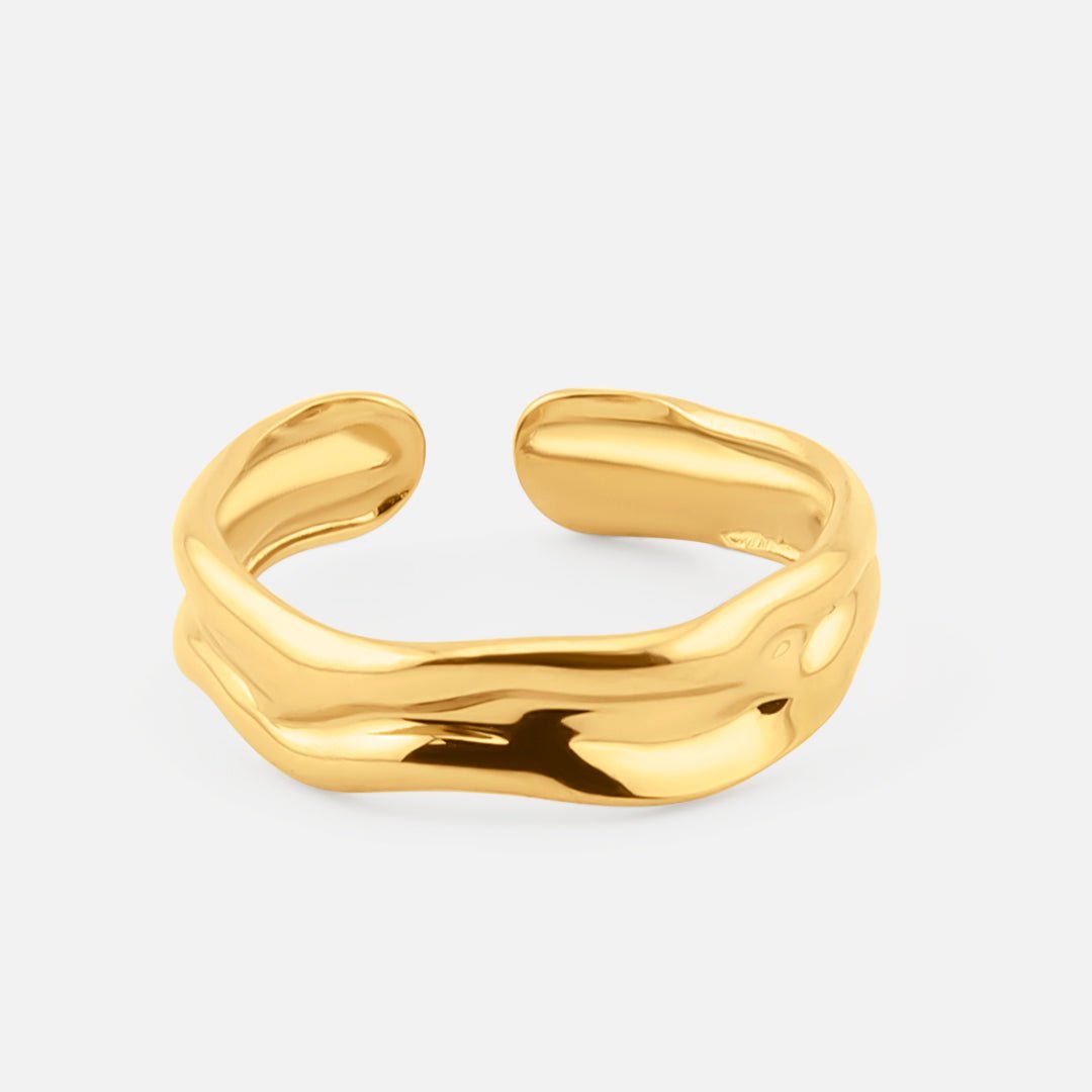 Celeste Wave Justerbar Ring 18K Guldbelagt - BY CARA