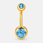 Clarisse Bezel Aqua CZ 5/8 mm navelpiercing goudkleurig