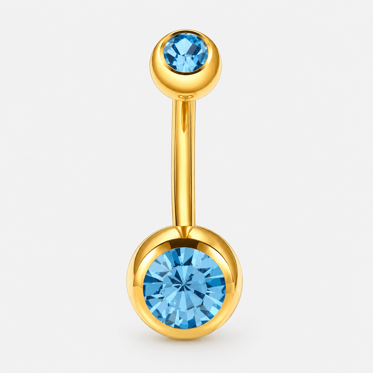 Clarisse Bezel Aqua CZ 5/8 mm Navlepiercing guldfarvet - BY CARA