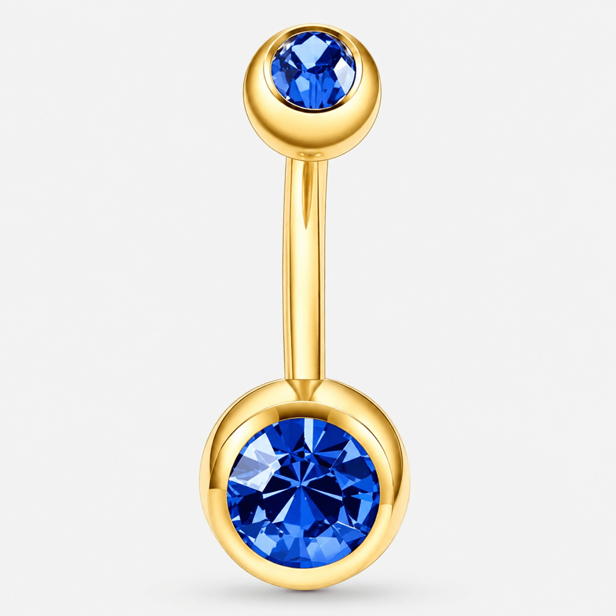 Clarisse Bezel Blue CZ 5/8 mm Navlepiercing guldfarvet - BY CARA