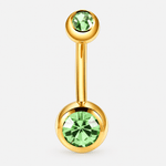 Clarisse Bezel Green CZ 5/8 mm navelpiercing goudkleurig