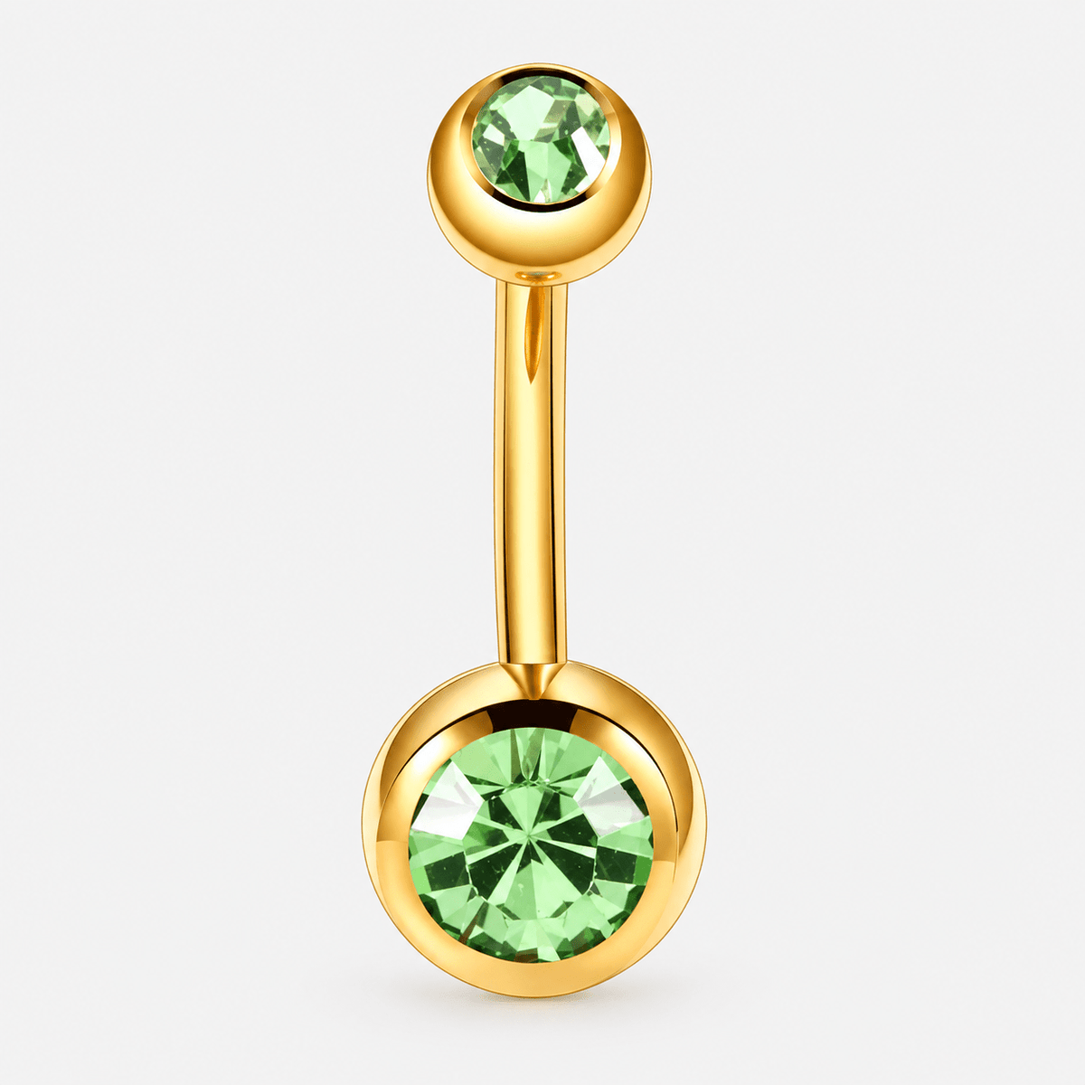 Clarisse Bezel Green CZ 5/8 mm navelpiercing goudkleurig