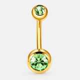 Clarisse Bezel Green CZ 5/8 mm navelpiercing goudkleurig