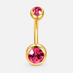 Clarisse Bezel Pink CZ 5/8 mm navelpiercing guldfärgad