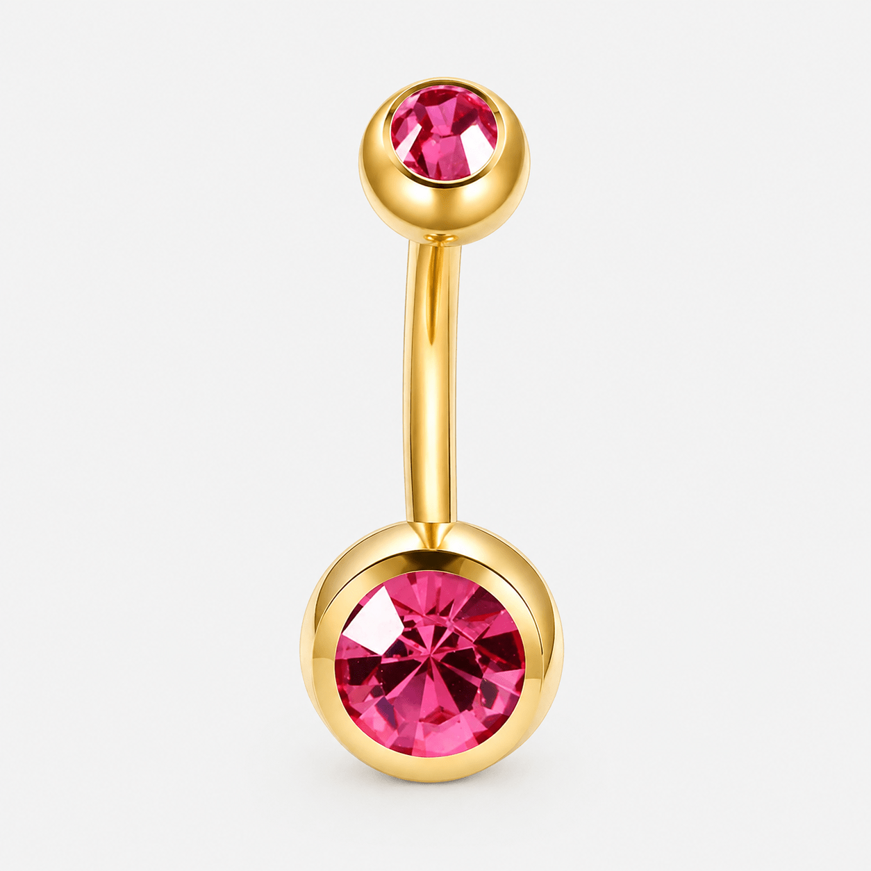 Clarisse Bezel Pink CZ 5/8 mm Navlepiercing guldfarvet - BY CARA