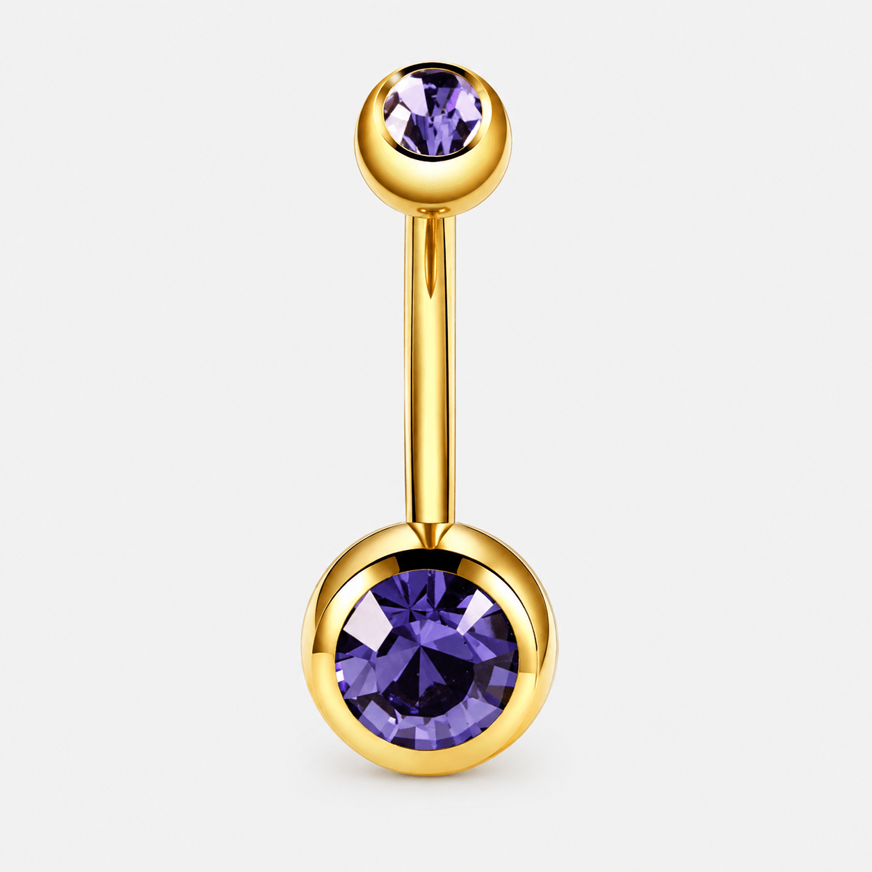 Clarisse Bezel Purple CZ 5/8 mm Navlepiercing guldfarvet - BY CARA