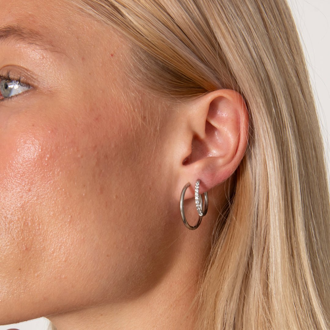 Classic Cubic Hoops Sølvfarvet 14 mm - BY CARA