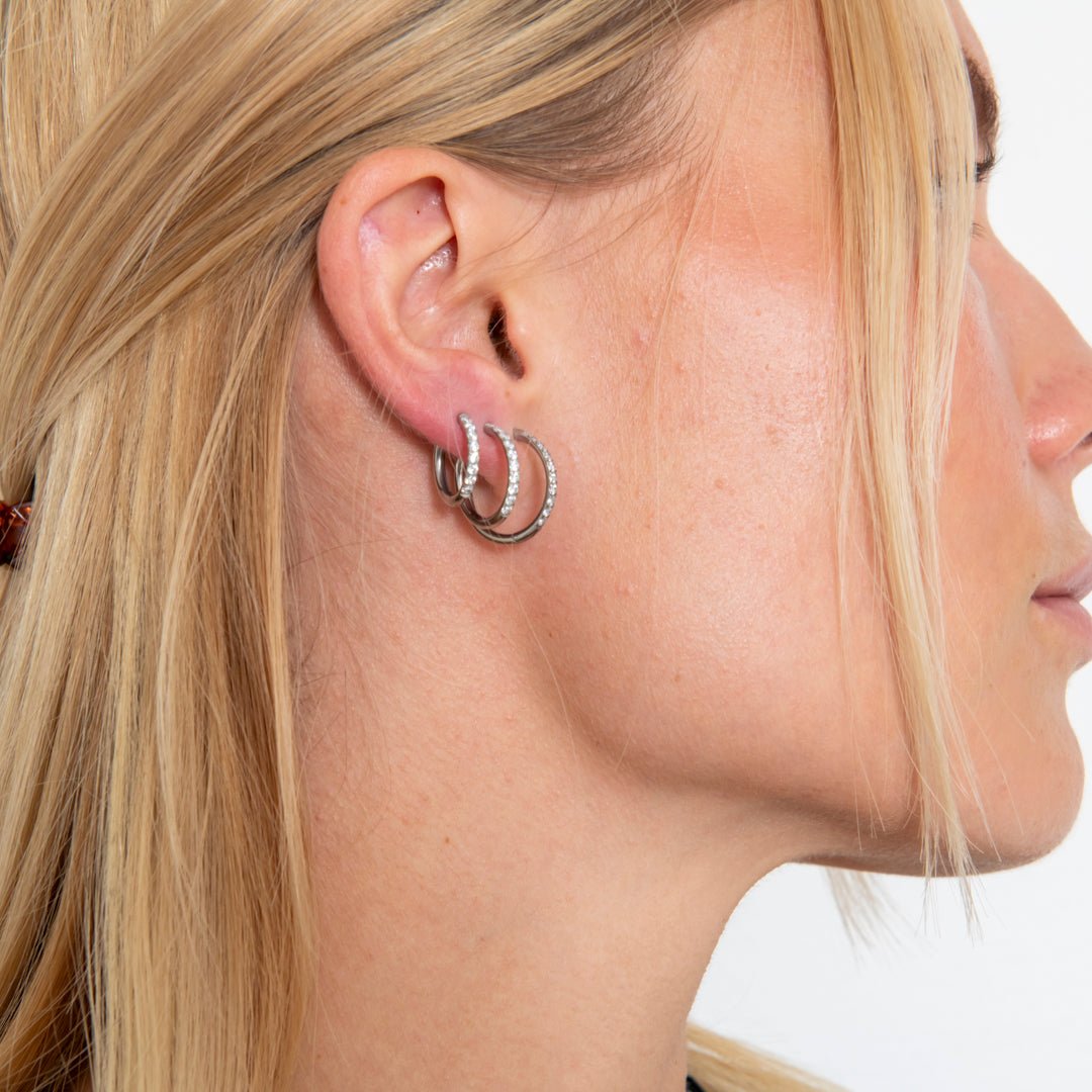 Classic Cubic Hoops Sølvfarvet 14 mm - BY CARA