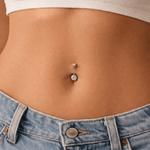 Classic Double CZ 4/6 mm Navlepiercing guldfarvet - BY CARA