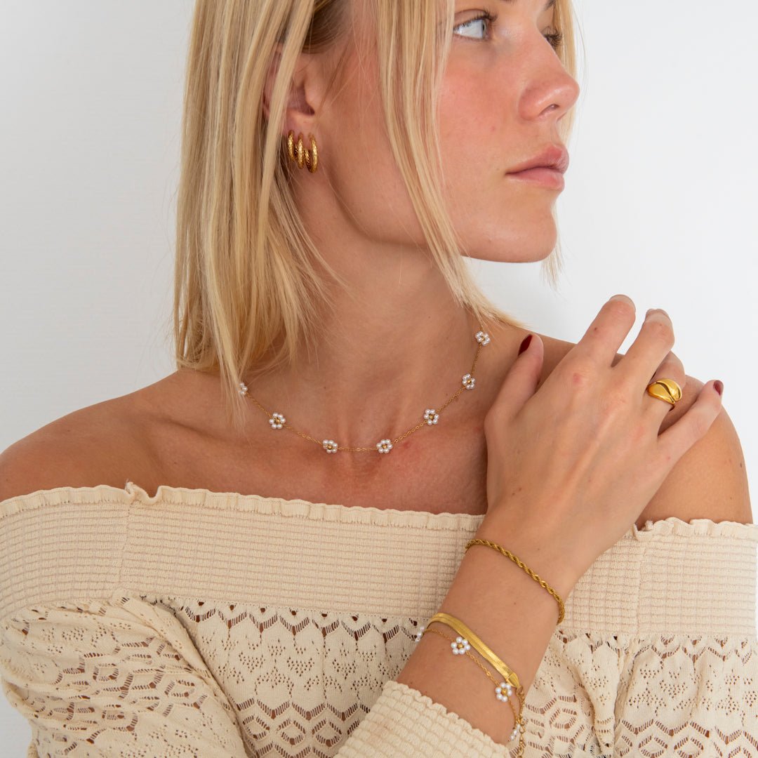Classic Hamret Hoops 18K Guldbelagt 12 mm - BY CARA