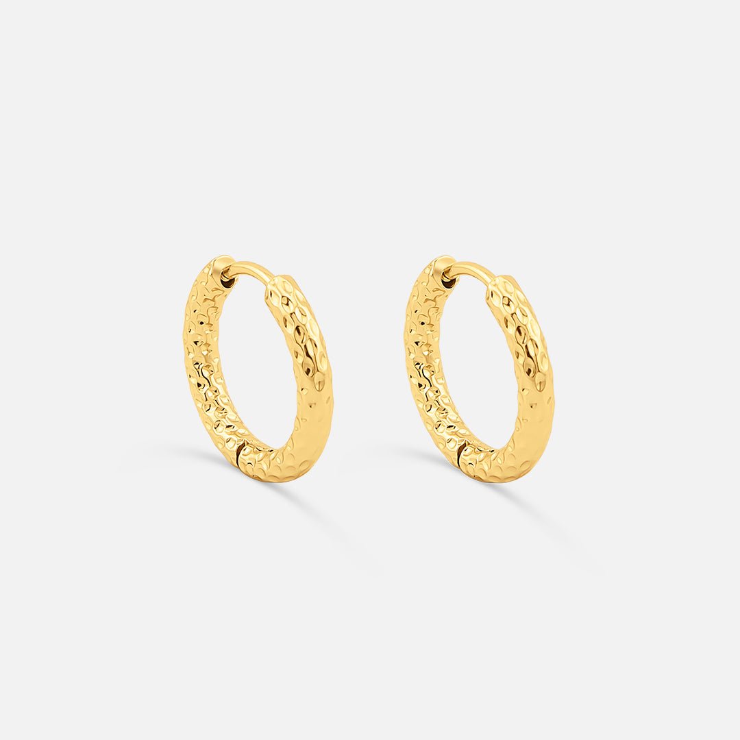 Classic Hamret Hoops 18K Guldbelagt 12 mm - BY CARA