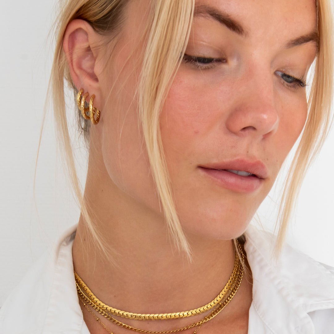 Classic Hamret Hoops 18K Guldbelagt 14 mm - BY CARA