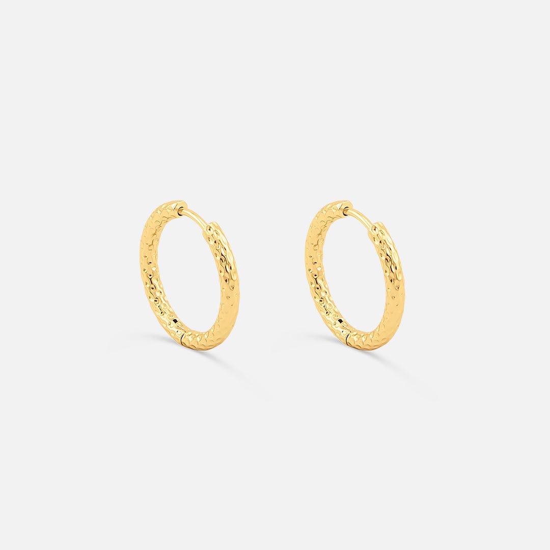 Classic Hamret Hoops 18K Guldbelagt 16 mm - BY CARA